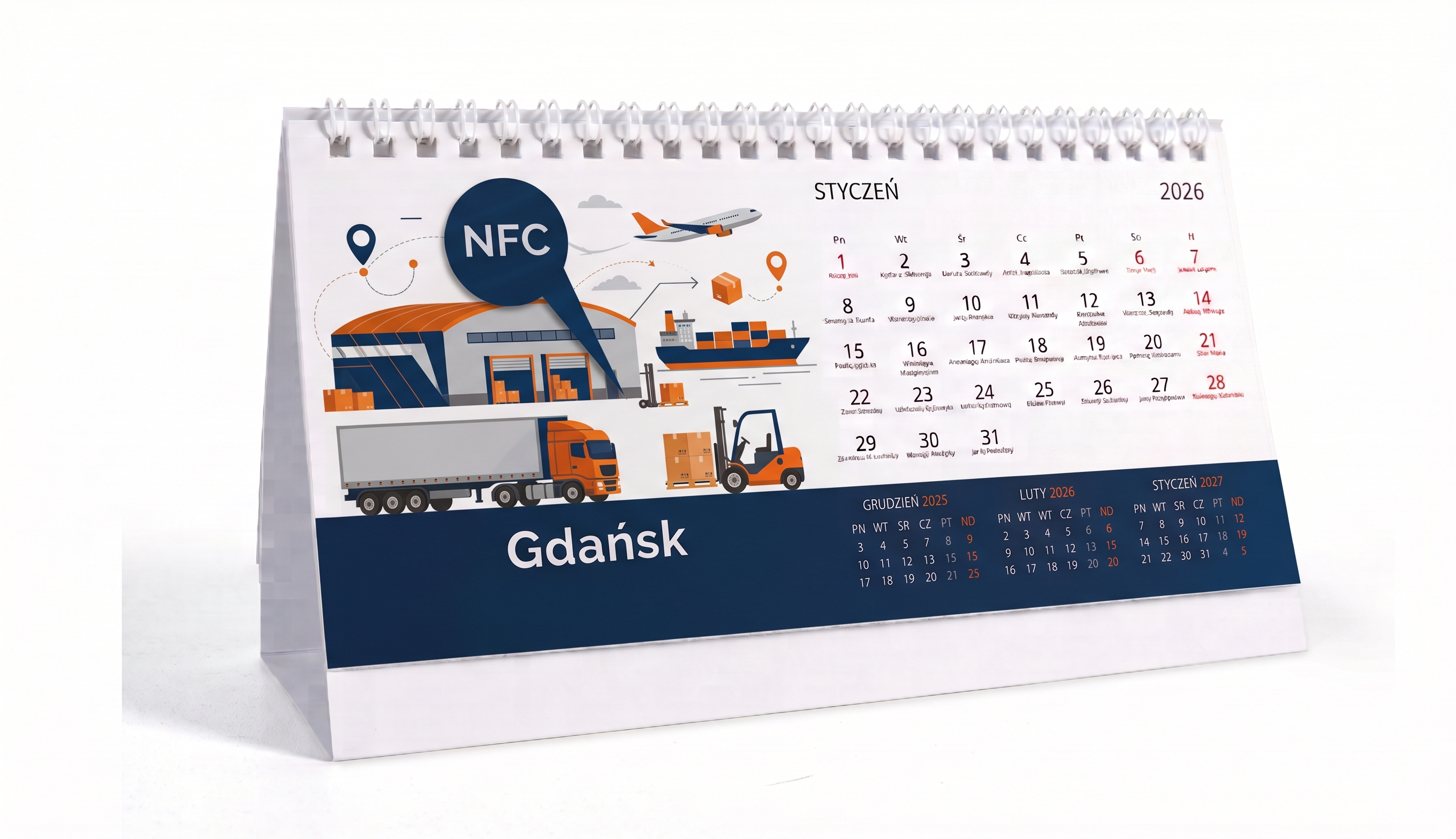 Kalendarz biurkowy NFC — wzór: Logistyka