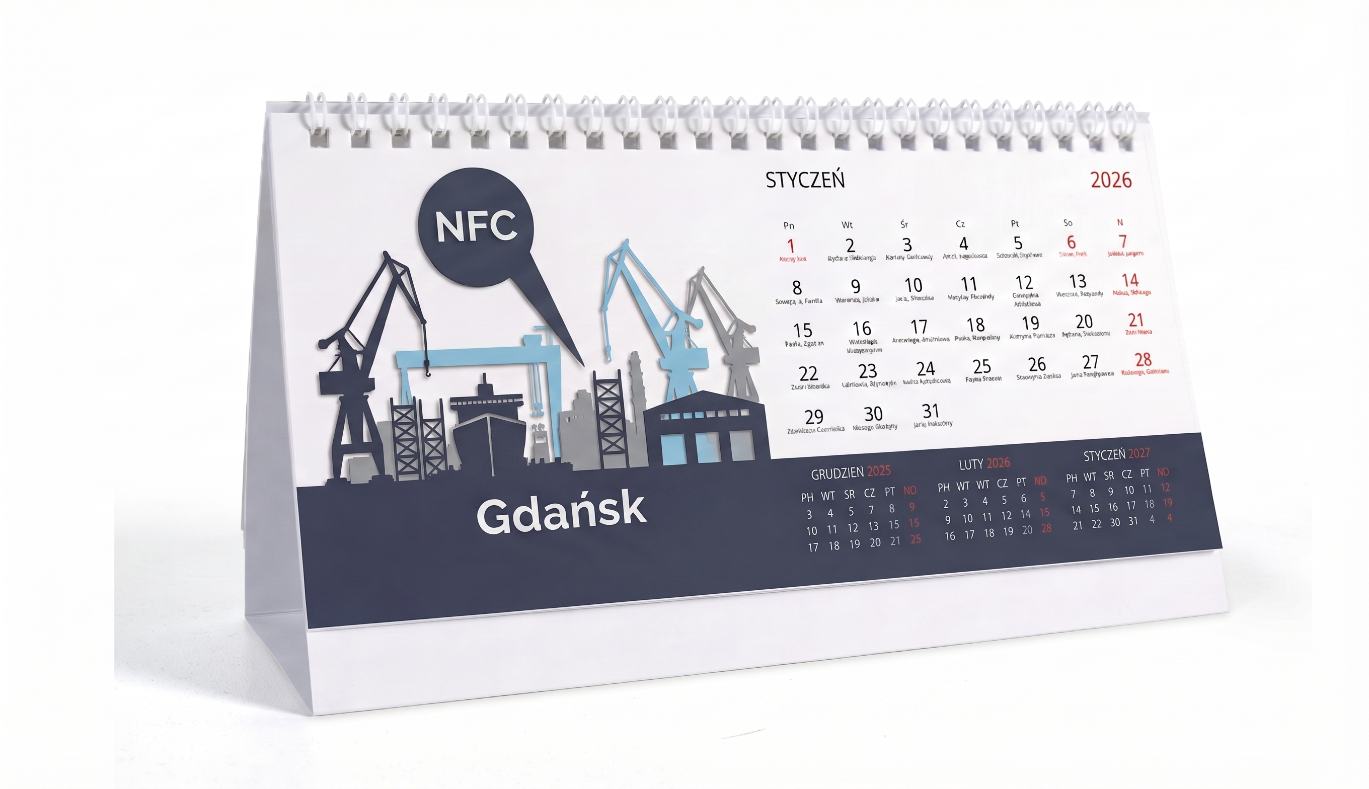 Kalendarz biurkowy NFC — wzór: Port / przemysł